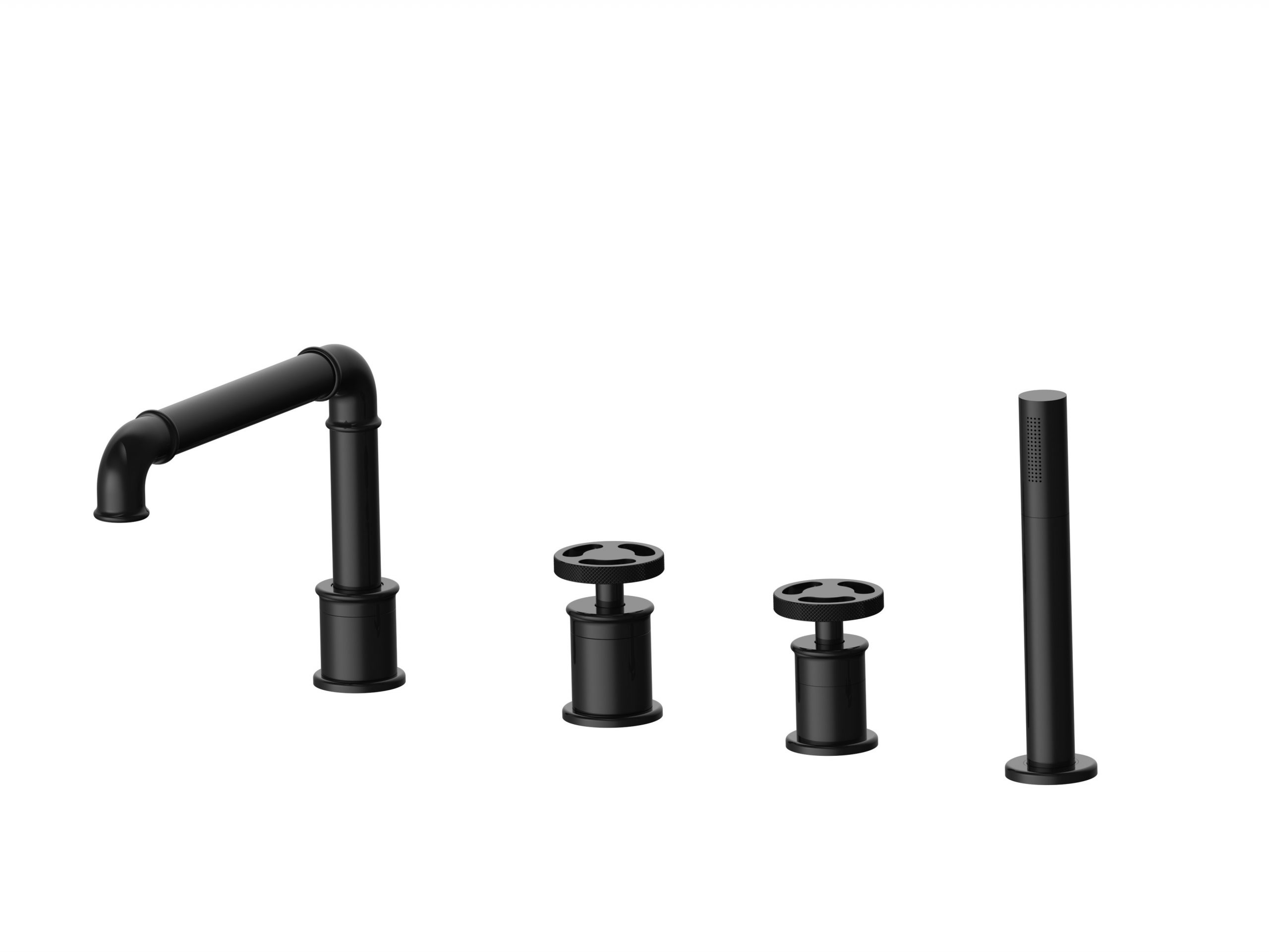 Natron 4-Hole Bath Shower Mixer Black